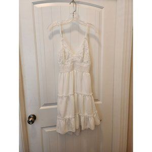 Echowish White Striped Ruffle dress Size L